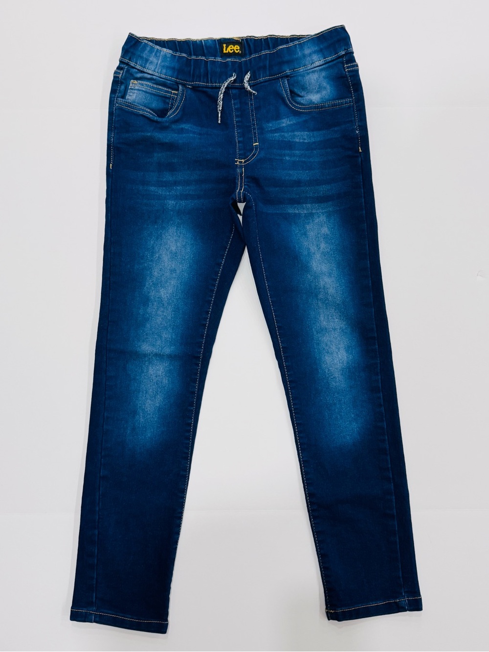 Lee Skinny Jeans Blue Dark Wash Denim Pull-On Drawstring Stretch size 11-12